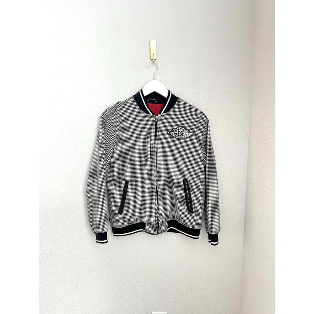 Vintage Air Jordan Flight Academy‎ Jacket 1984 Full Zip Coat Houndstooth L 16/18
